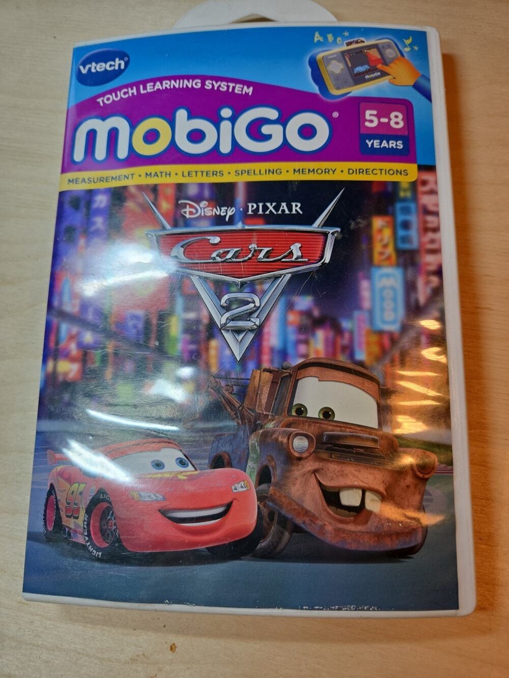 V Tech Learning System Mobigo 5-8Y Disney Pixar Cars 2 Cartridge Math Spelling